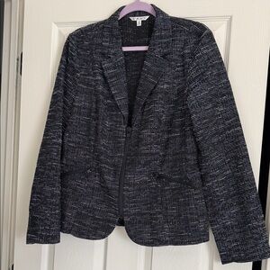 CAbi Black, Blue and White Textured Blazer